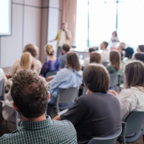 A group of people in a course setting